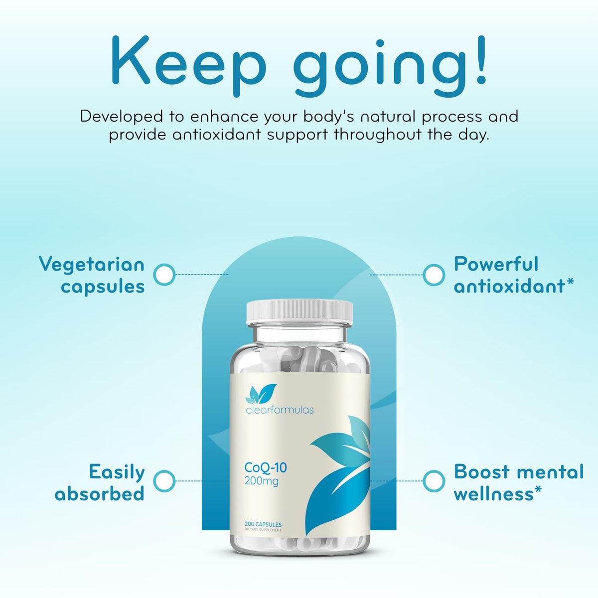 Étiquette du flacon Clear Formulas CoQ10 200mg