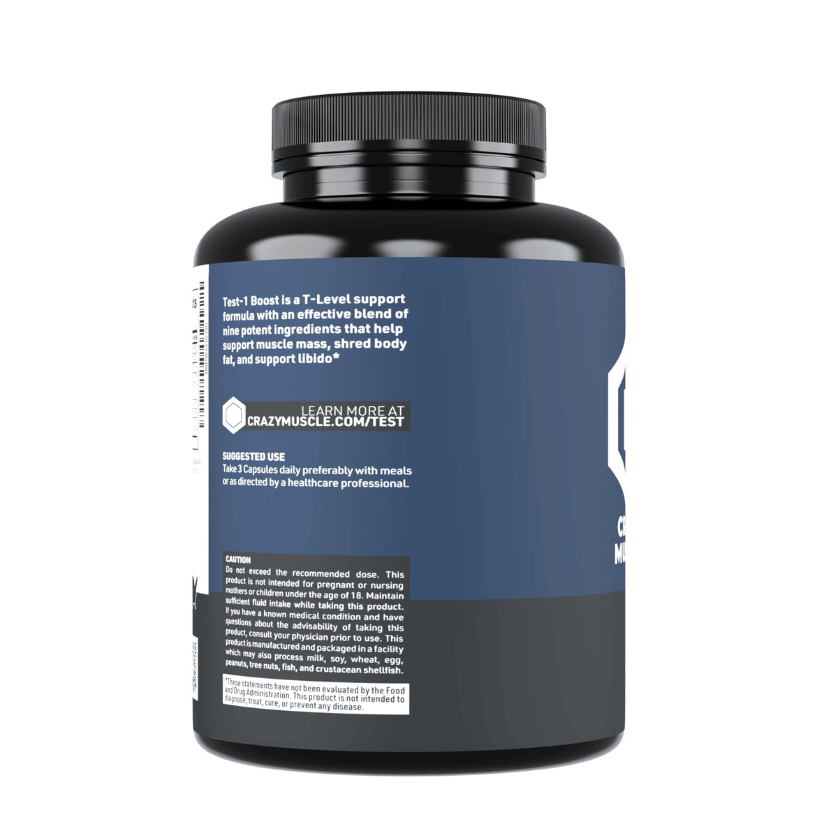 Étiquette du flacon Crazy Muscle avec informations nutritionnelles