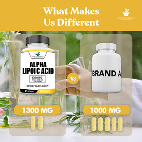 Étiquette du flacon d'acide alpha-lipoïque 1300mg American Standard Supplements