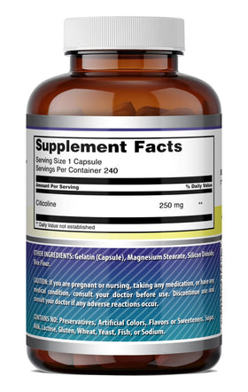 Étiquette du flacon d'Amazing Nutrition Citicoline 250 mg