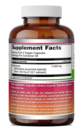 Étiquette du flacon d'Amazing Nutrition Echinacea 1300 Mg montrant les spécifications