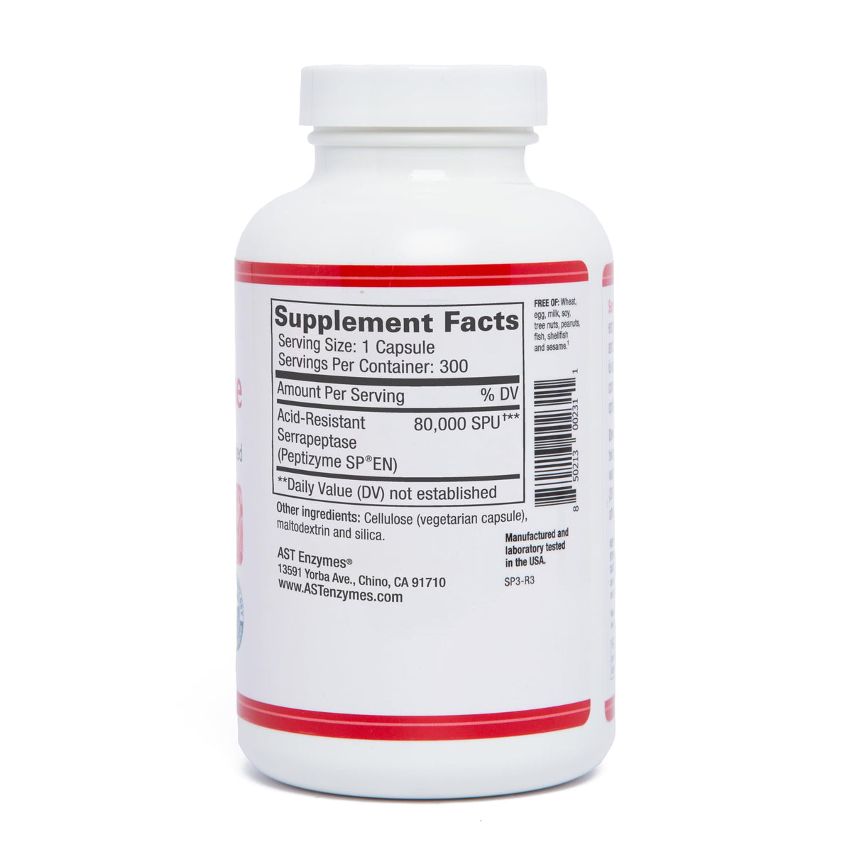 Étiquette du flacon d'AST Enzymes Serrapeptase 80 000 SPU