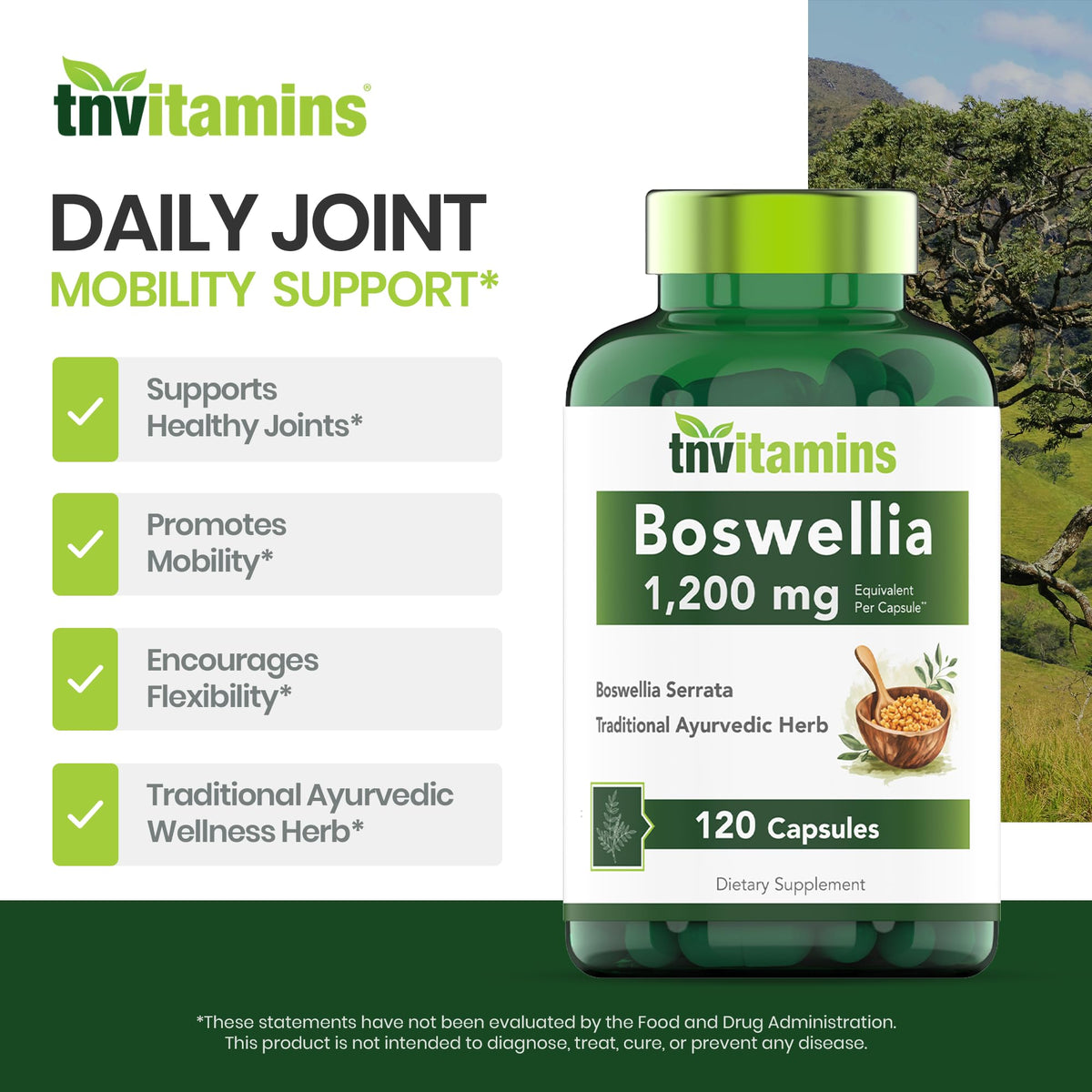 Étiquette du flacon d'extrait de Boswellia tnvitamins