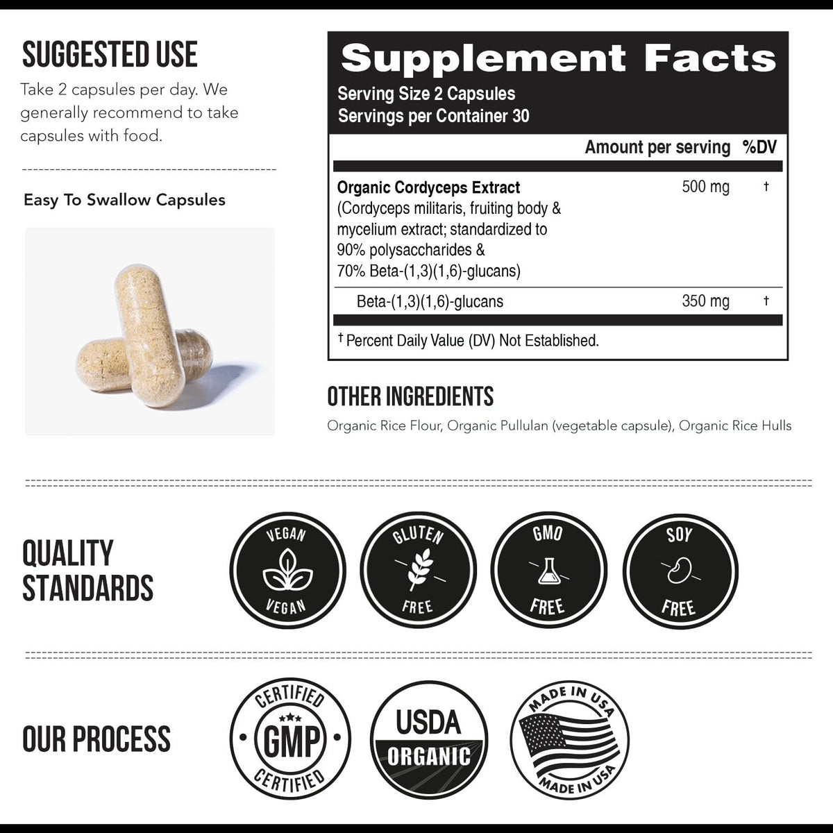 Étiquette du flacon d'extrait de champignon cordyceps bio Triquetra Health