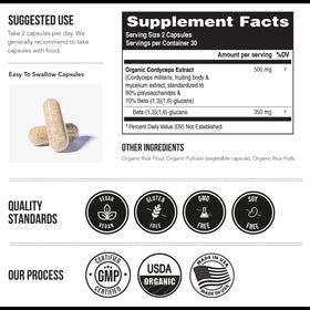 Étiquette du flacon d'extrait de champignon cordyceps bio Triquetra Health