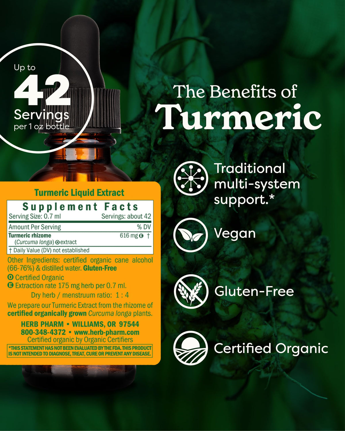 Étiquette du flacon d'extrait de curcuma Herb Pharm