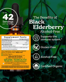 Étiquette du flacon d'extrait liquide de sureau noir Herb Pharm
