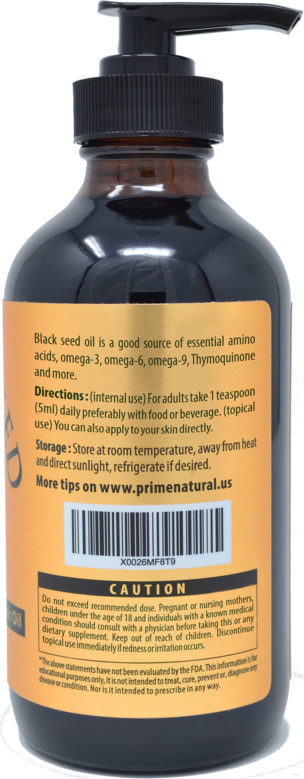 Étiquette du flacon d'huile de graine de nigelle bio NATURAL
