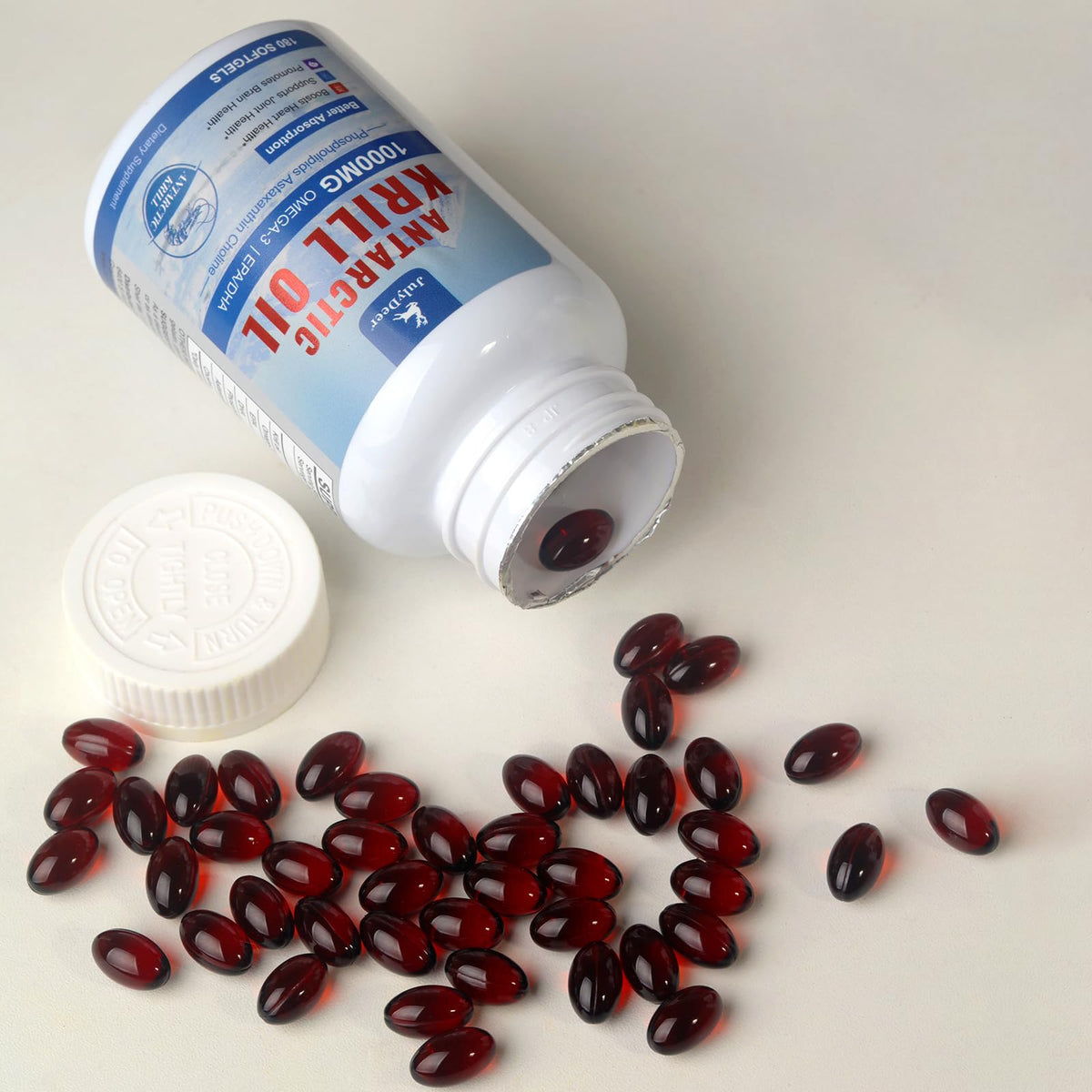 Étiquette du flacon d'huile de krill JulyDeer