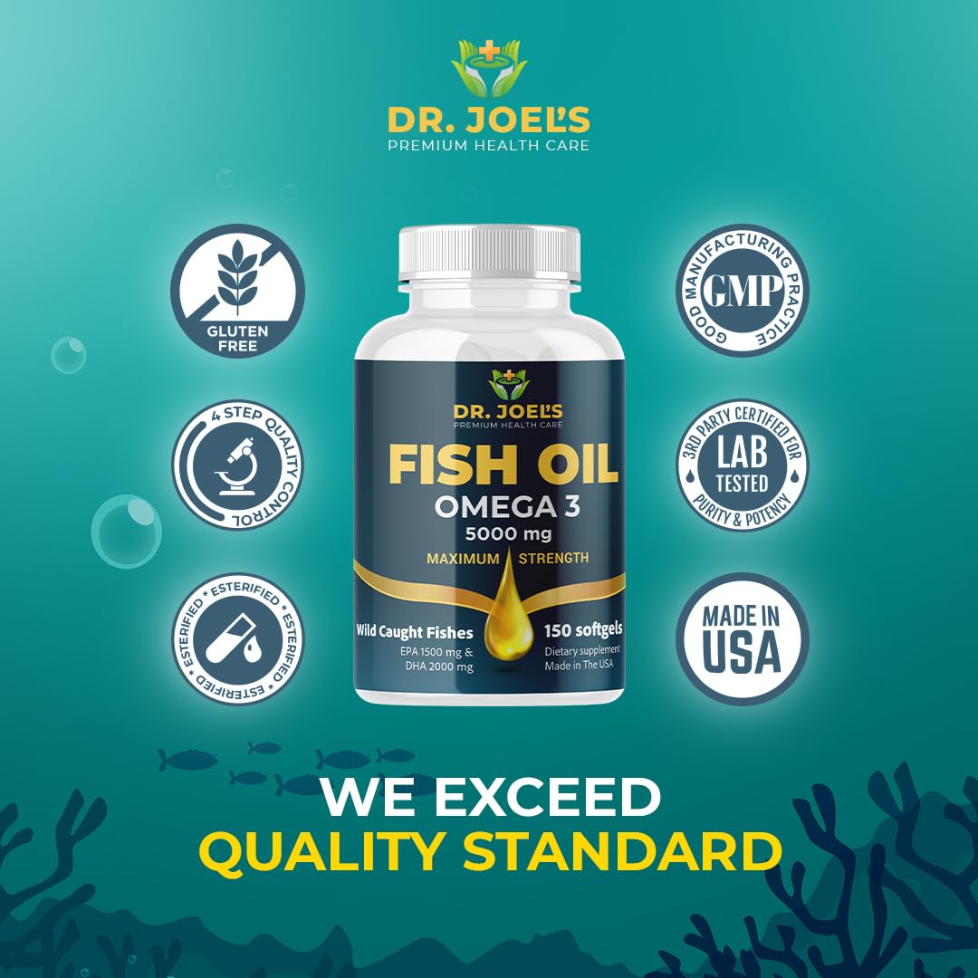 Étiquette du flacon d'huile de poisson Omega 3 Dr. JOEL'S