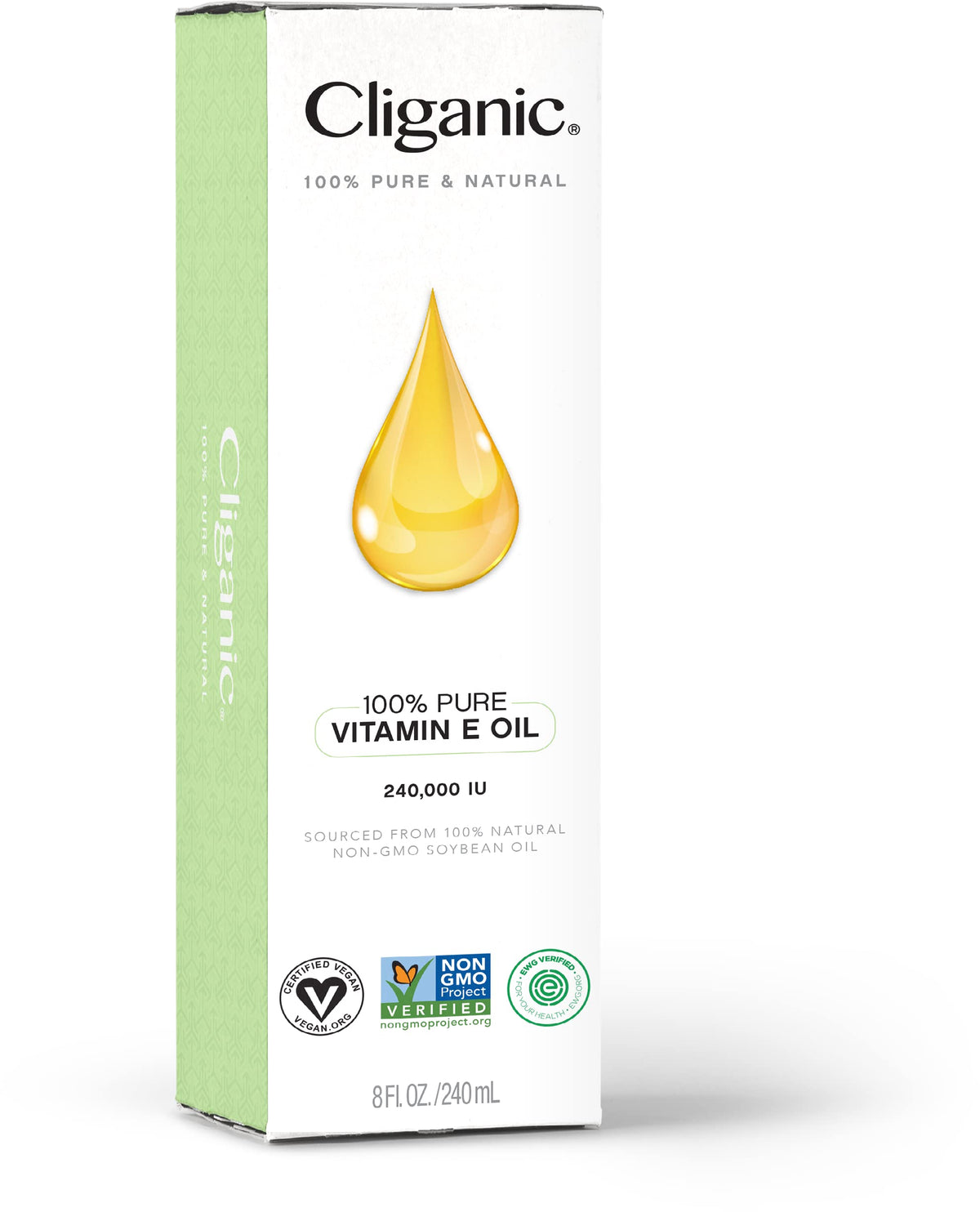 Étiquette du flacon d'huile de vitamine E Cliganic