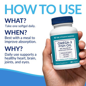 Étiquette du flacon d'Omega 3 The Vitamin Shoppe
