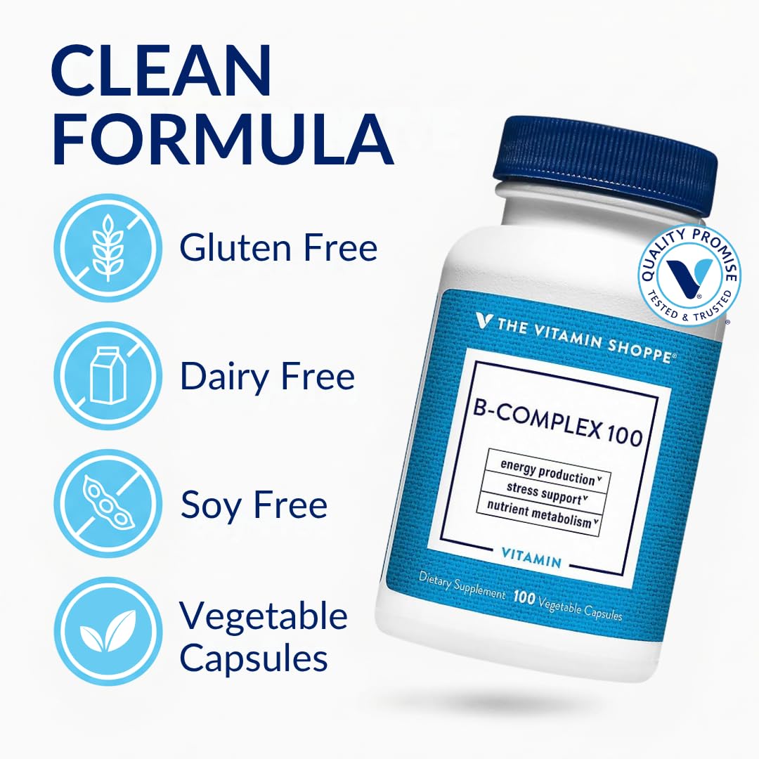 Étiquette du flacon de B-Complex de The Vitamin Shoppe avec informations nutritionnelles