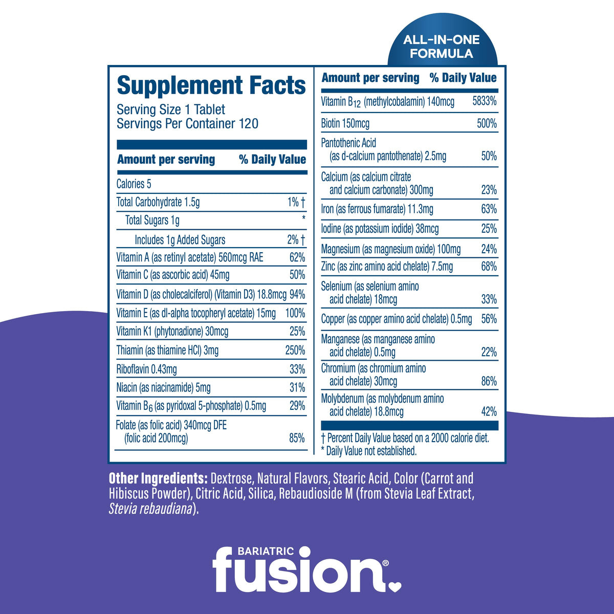 Étiquette du flacon de Bariatric Fusion Multivitamine Mâchable