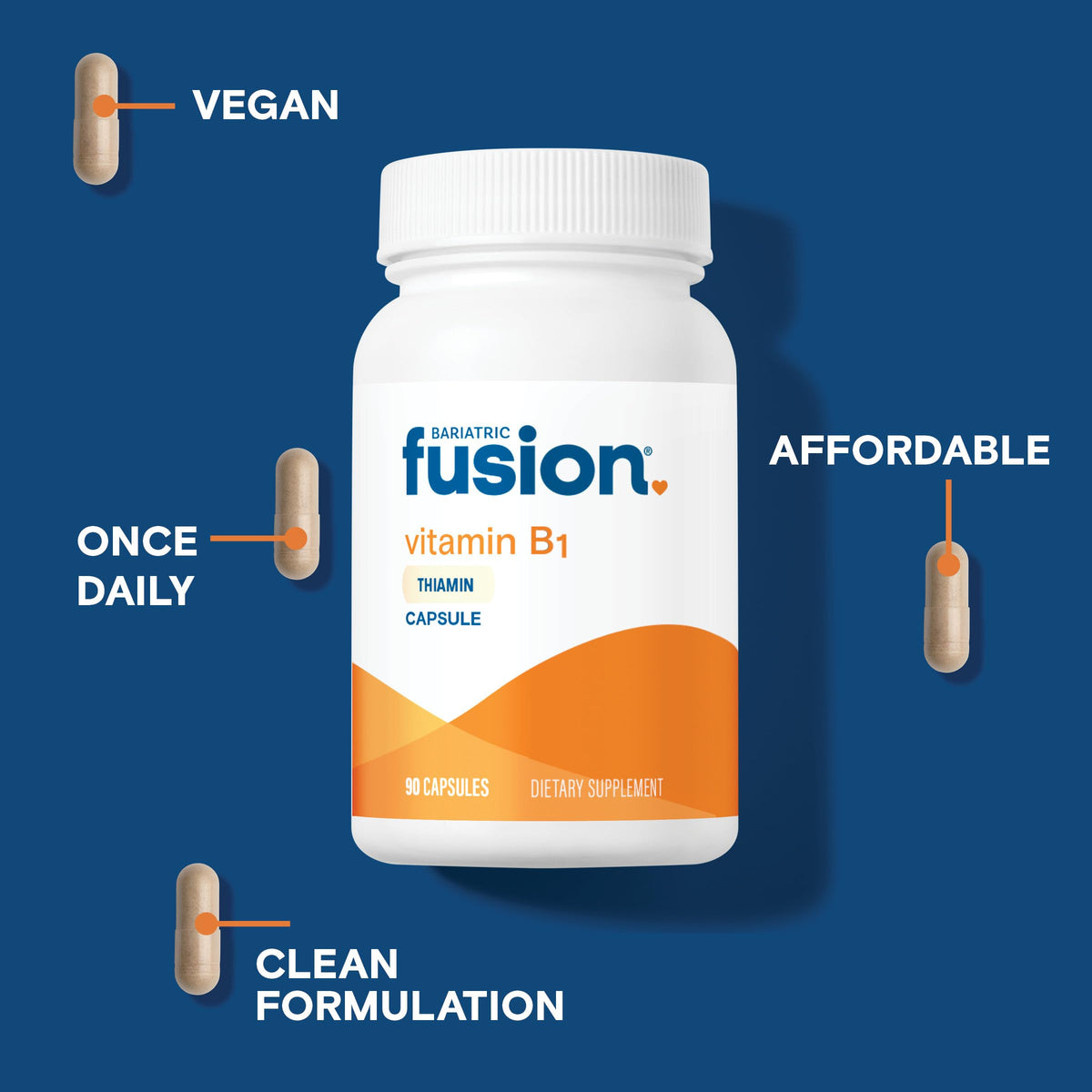 Étiquette du flacon de Bariatric Fusion Vitamine B1 100mg