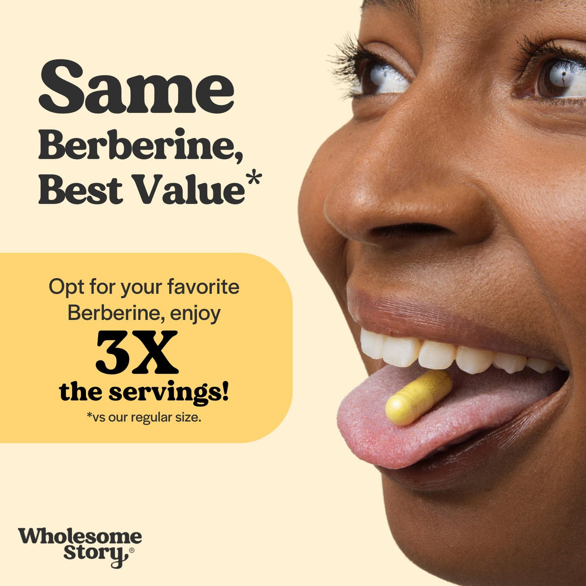 Étiquette du flacon de berbérine 1500mg Wholesome Story