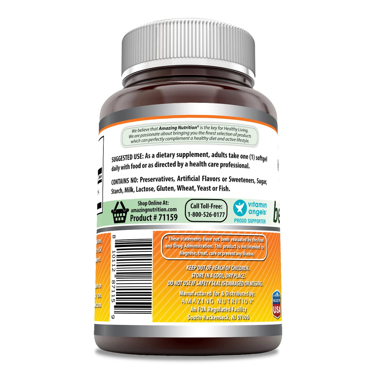 Étiquette du flacon de Beta Carotène Amazing Nutrition