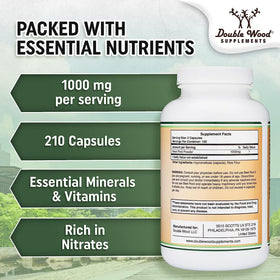 Étiquette du flacon de Betterave 1 000 mg Double Wood Supplements
