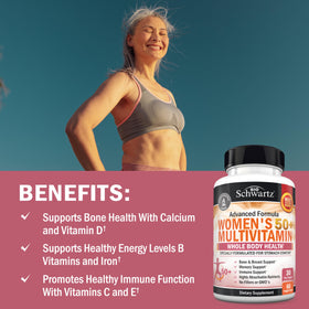 Étiquette du flacon de BioSchwartz Multivitamines Femmes 50+