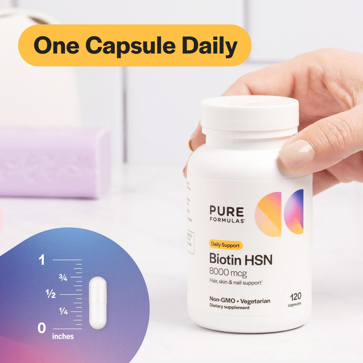 Étiquette du flacon de biotine PureFormulas 8000 mcg