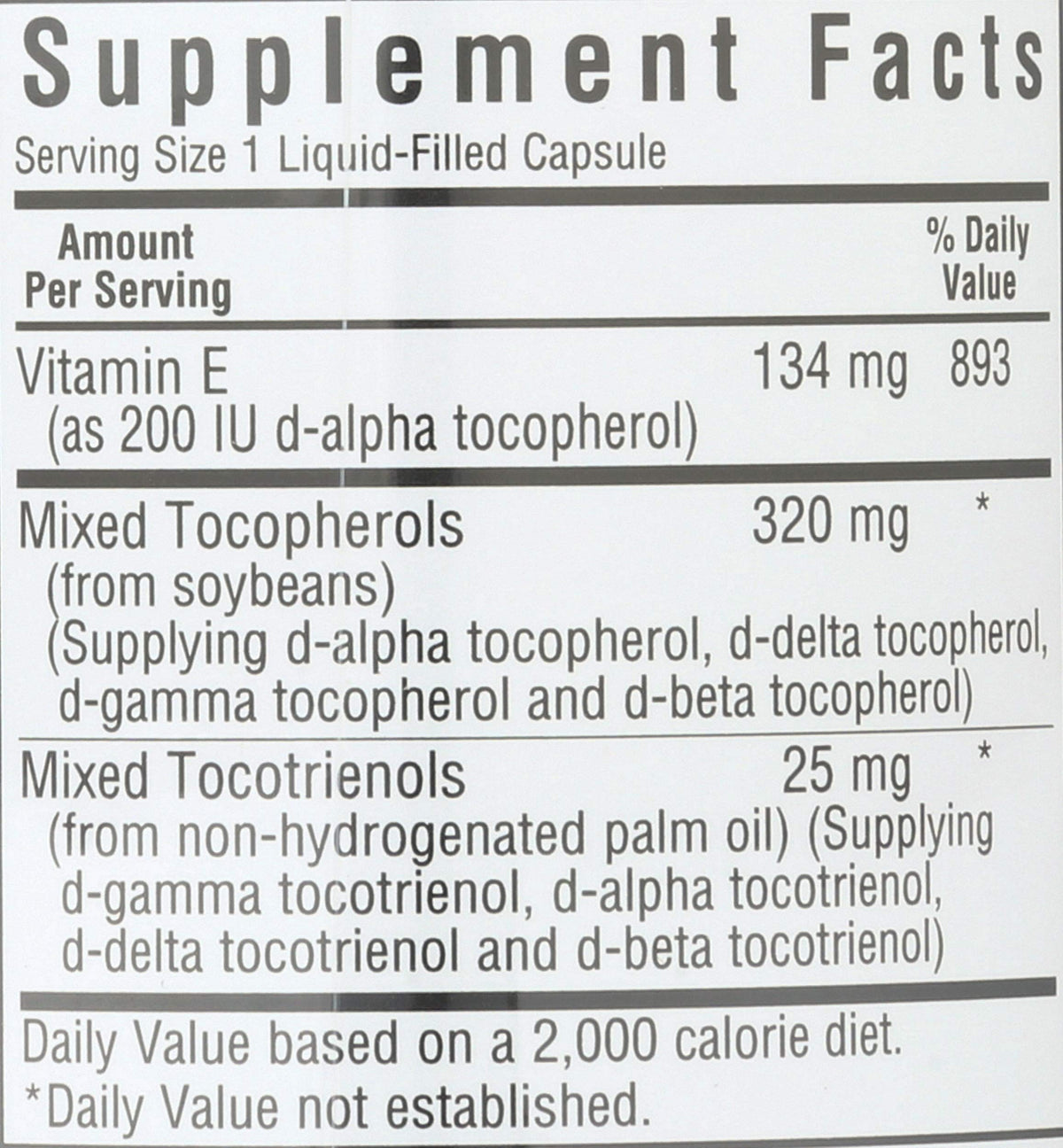 Étiquette du flacon de BlueBonnet Vitamine E Complexe