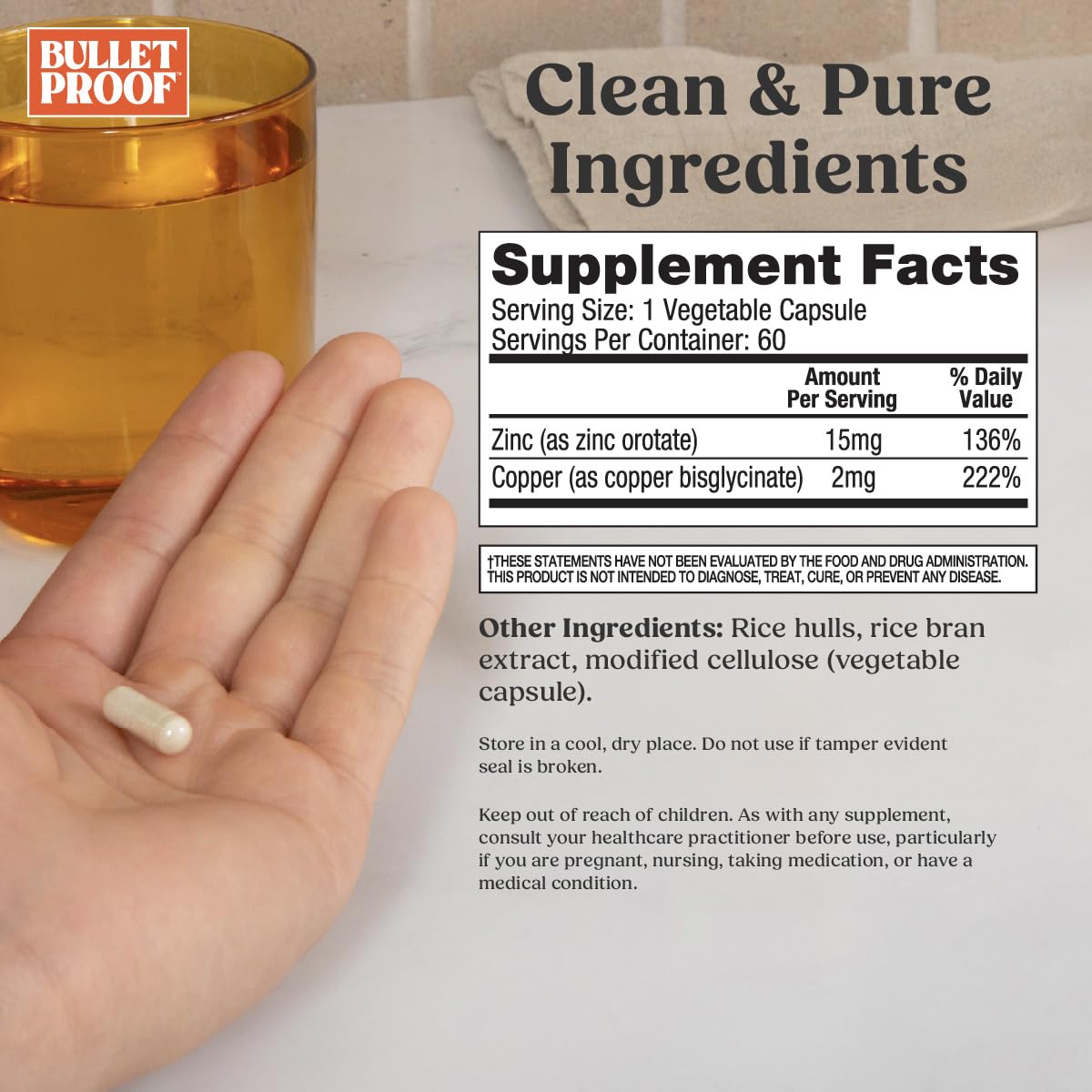 Étiquette du flacon de Bulletproof Zinc avec Cuivre