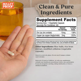 Étiquette du flacon de Bulletproof Zinc avec Cuivre