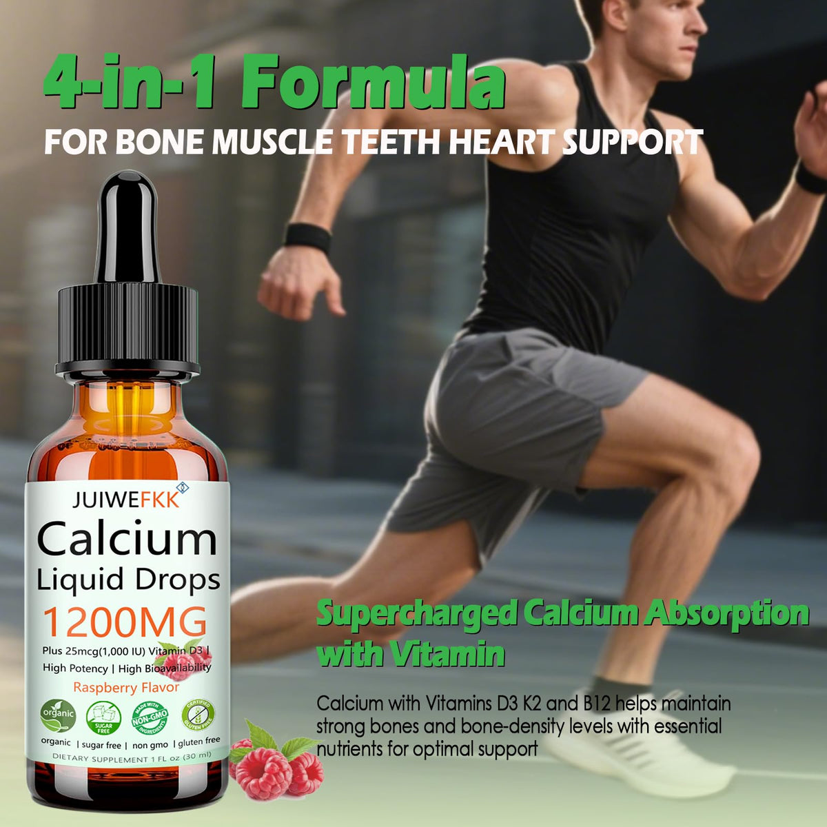 Étiquette du flacon de Calcium 1200mg avec ingrédients affichés