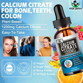 Étiquette du flacon de Calcium Citrate 1200mg avec D3, ingrédients mentionnés
