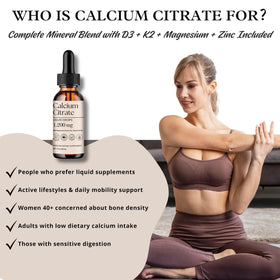Étiquette du flacon de calcium liquide D L S montrant les ingrédients
