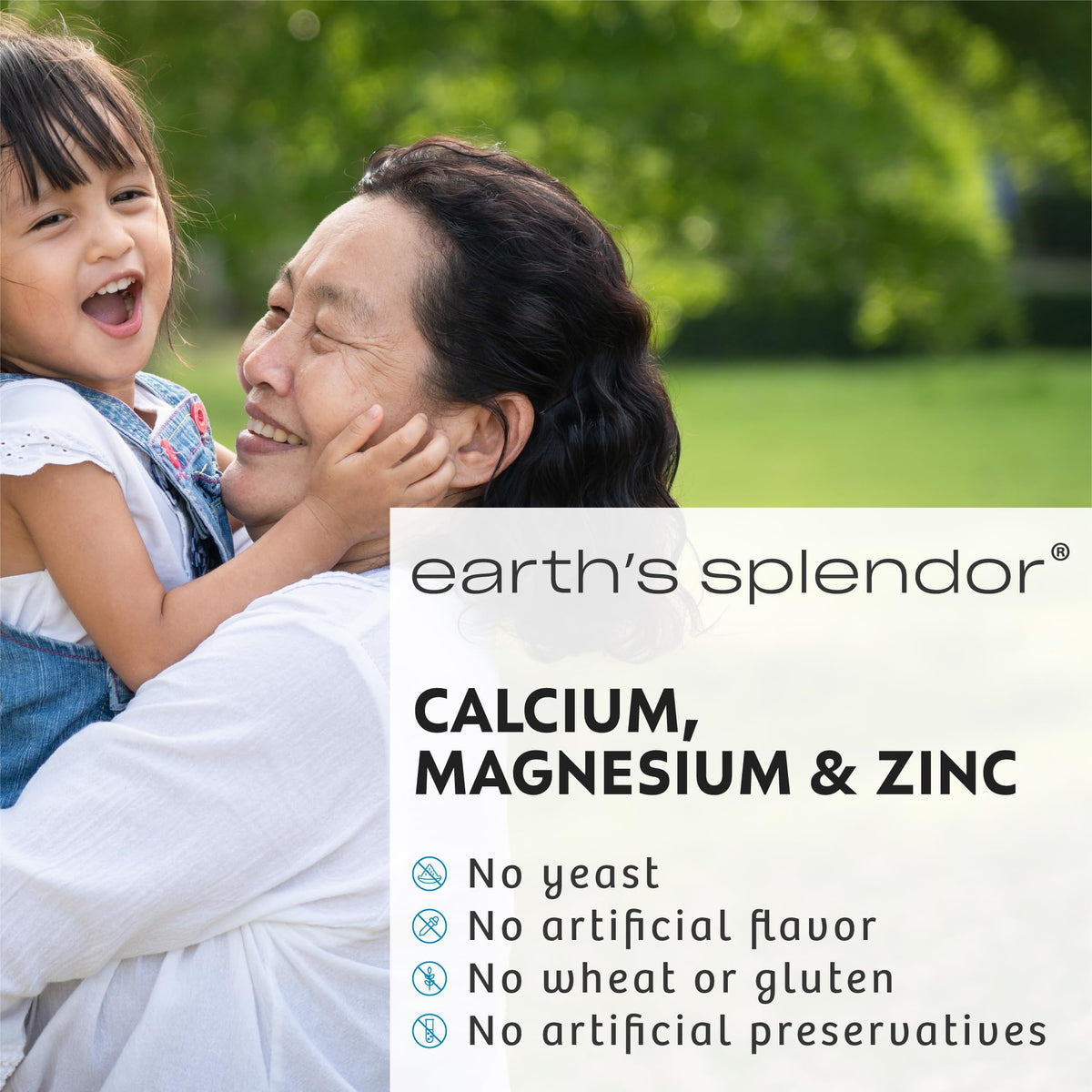 Étiquette du flacon de Calcium Magnésium Zinc Earth's Splendor