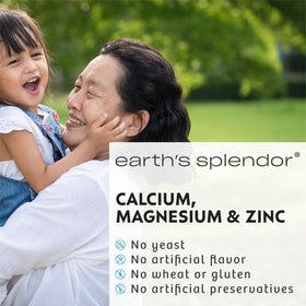 Étiquette du flacon de Calcium Magnésium Zinc Earth's Splendor
