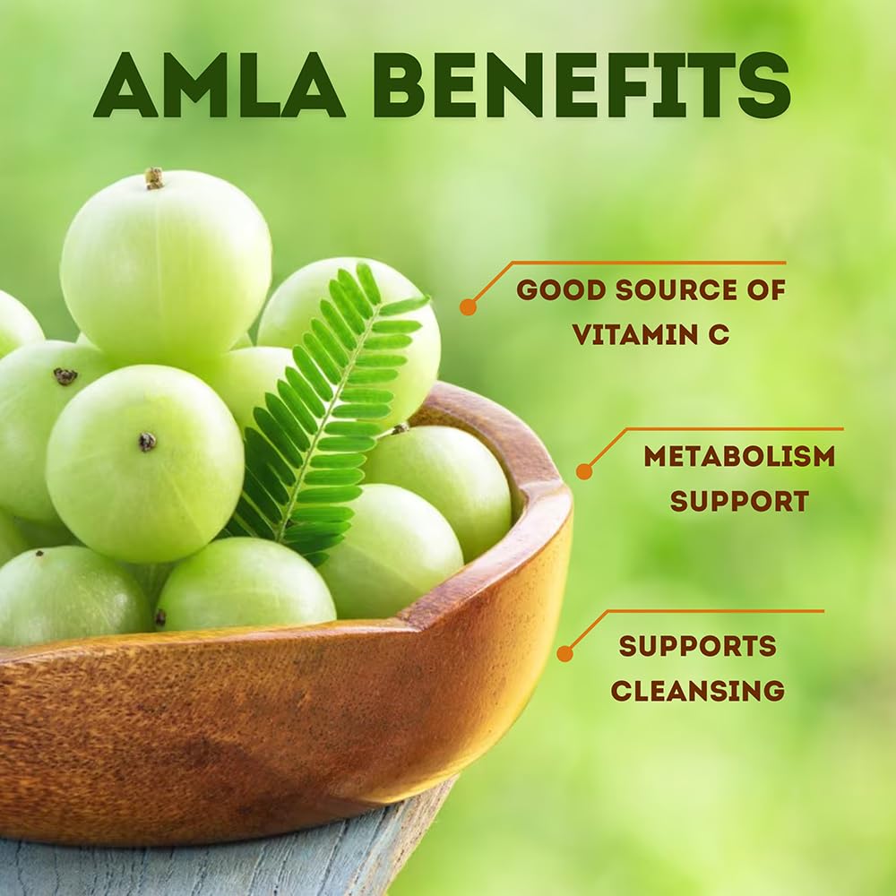 Étiquette du flacon de capsules Amla Hebhac Herbs