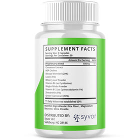 Étiquette du flacon de capsules Barislend Syvor