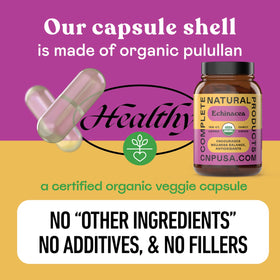 Étiquette du flacon de capsules d'échinacée bio 600mg