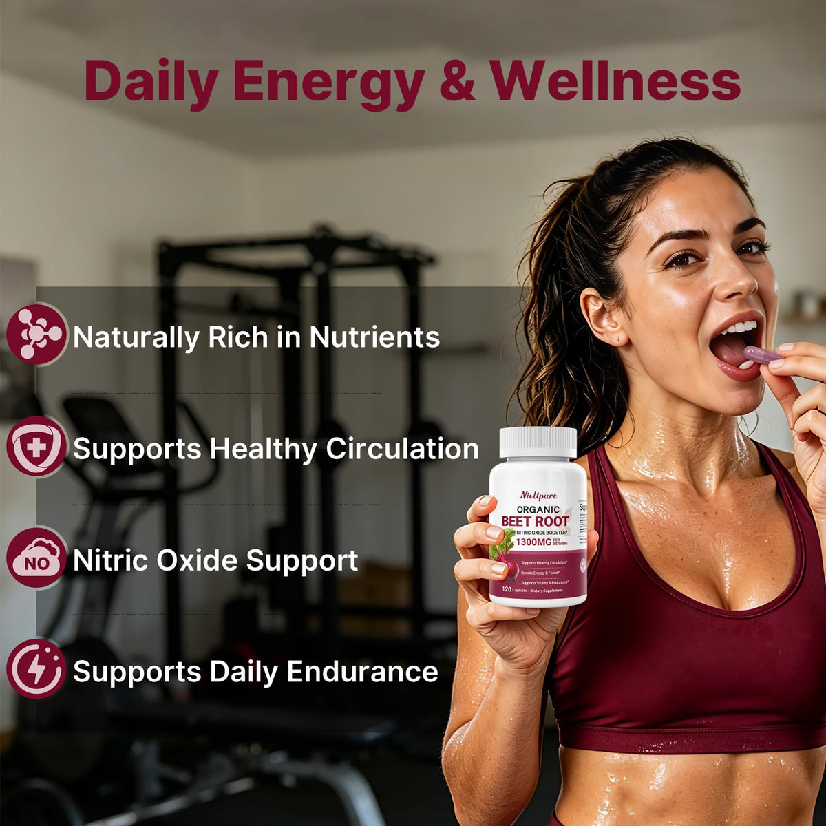 Étiquette du flacon de capsules de betterave bio Nivltpure