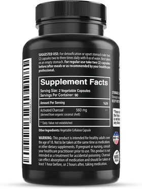 Étiquette du flacon de capsules de charbon actif de coco Whole Nature