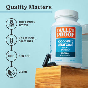 Étiquette du flacon de capsules de charbon de coco Bulletproof
