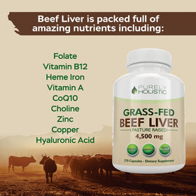Étiquette du flacon de capsules de foie de boeuf Purely Holistic
