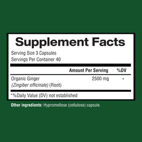 Étiquette du flacon de capsules de gingembre Happi Mi Nutrition