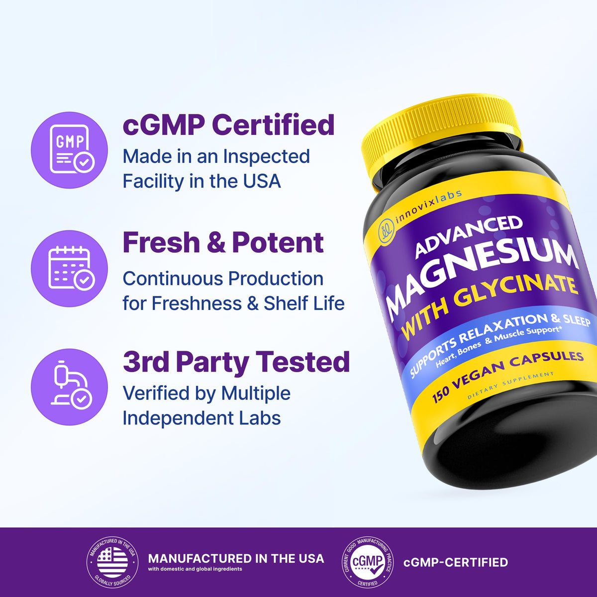 Étiquette du flacon de capsules de magnésium InnovixLabs