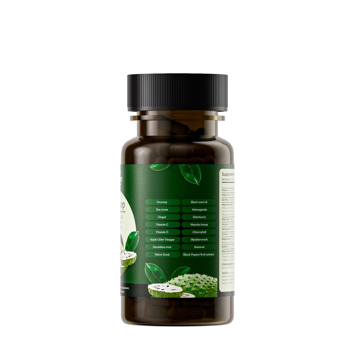 Étiquette du flacon de capsules de mousse de mer Serene Herbs