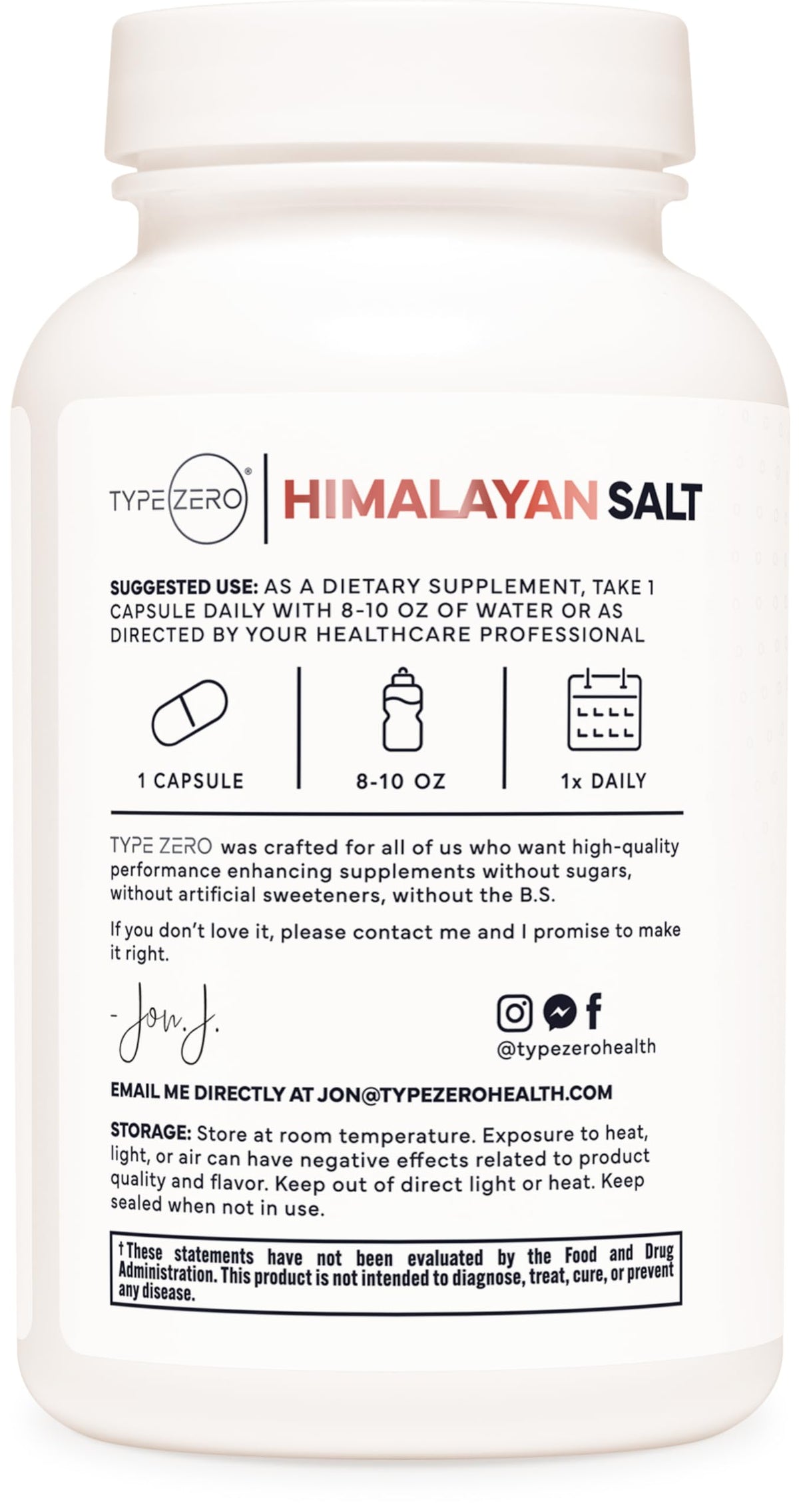 Étiquette du flacon de capsules de sel de mer himalayen Type Zero