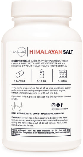 Étiquette du flacon de capsules de sel de mer himalayen Type Zero