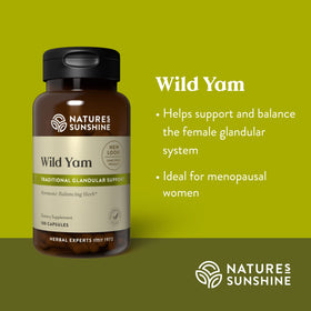 Étiquette du flacon de capsules de yam sauvage Nature's Sunshine