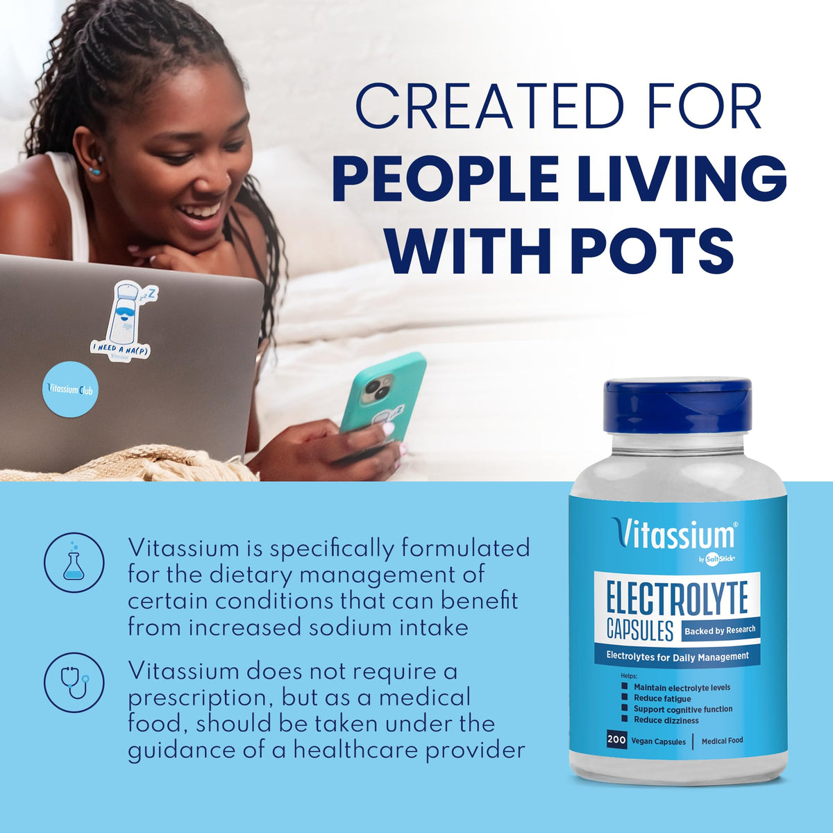 Étiquette du flacon de capsules Vitassium électrolytes
