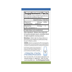 Étiquette du flacon de Carlson Super Daily D3 + K2 50 mcg