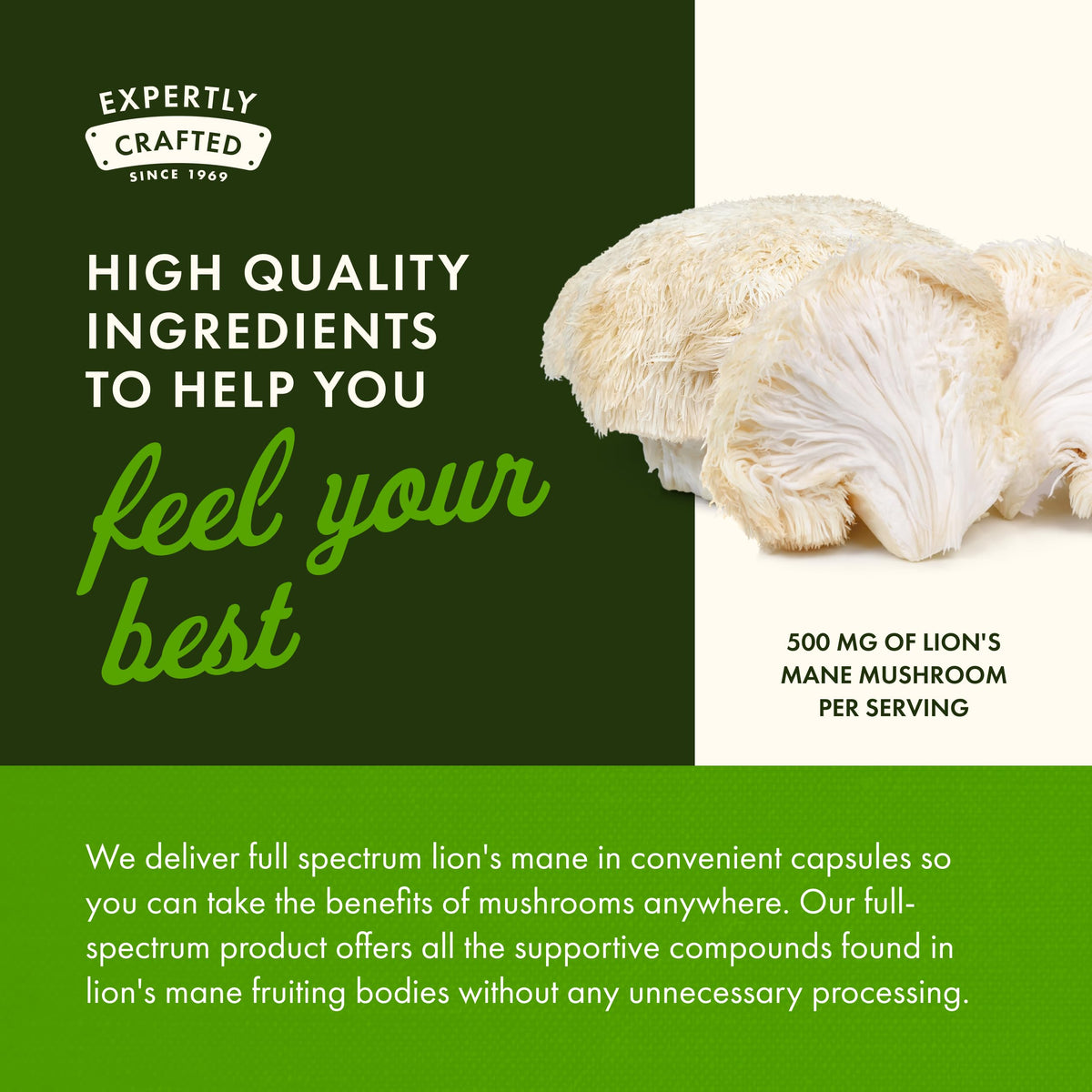 Étiquette du flacon de Champignon Lion's Mane de Swanson