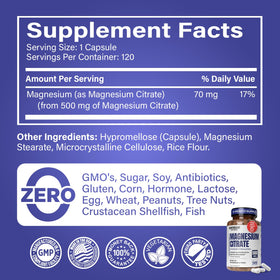 Étiquette du flacon de citrate de magnésium Benevolent