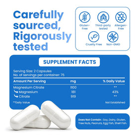 Étiquette du flacon de citrate de magnésium cosynee 550mg